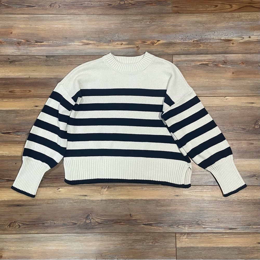 RD Style Marni Nautical Striped Sweater Cream Dark Navy Size Small Anthropologie